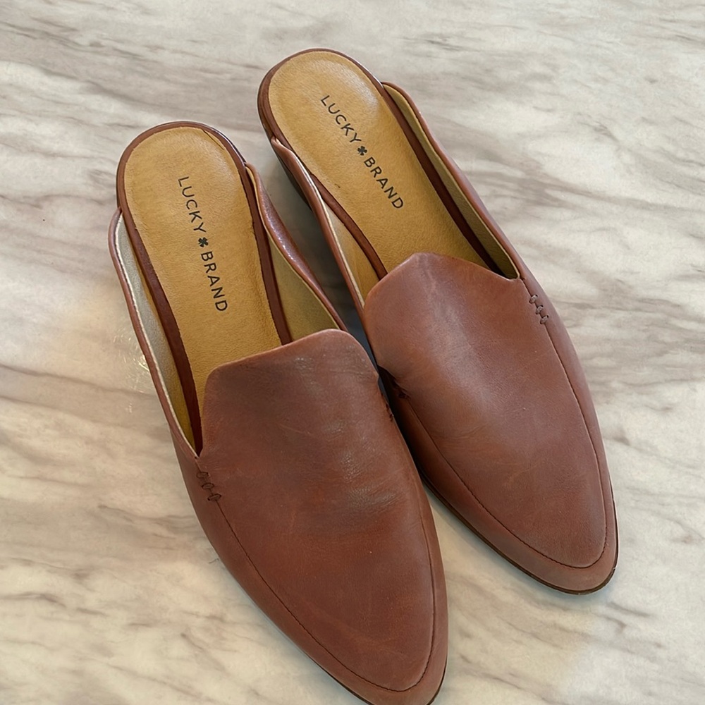 Lucky Brand brown leather mule